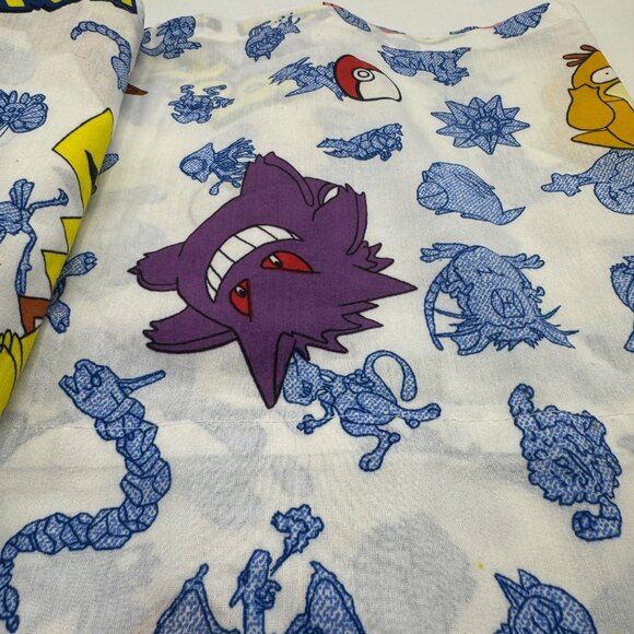 Vintage Pokemon Themed Cotton Window Valance With Psyduck & Pikachu Print - Picture 7 of 7